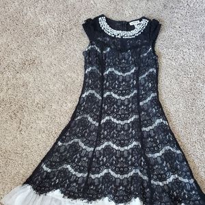 Black and white lace formal dress